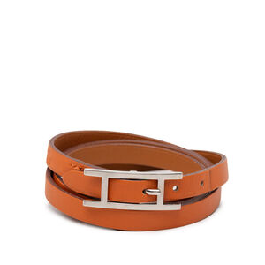 Pre-Loved Hermes Leather Behapi Double Tour Bracelet